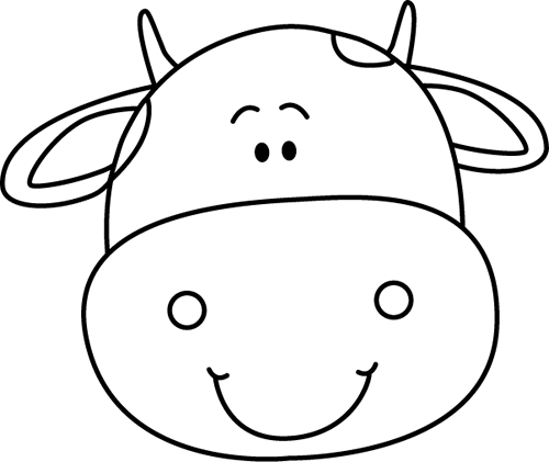 Black and White Cow Head Clip Art - Black and White Cow Head Image