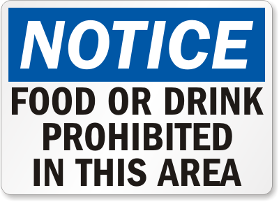 No Food Or Drink Signs - Custom No Food Or Drink Signs