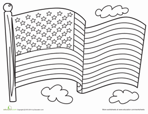 Printable American Flag Coloring Page - Drawing Kids