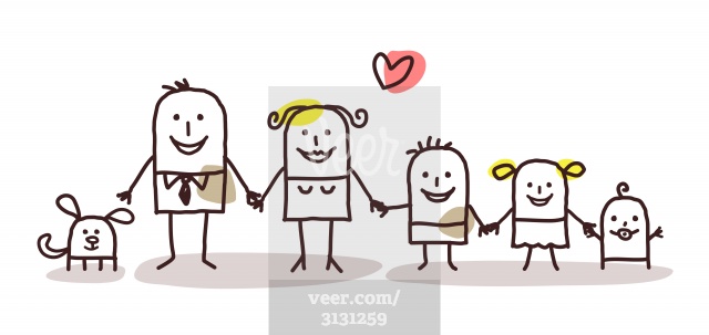 vector hand drawn cartoon - family Stock Illustration 