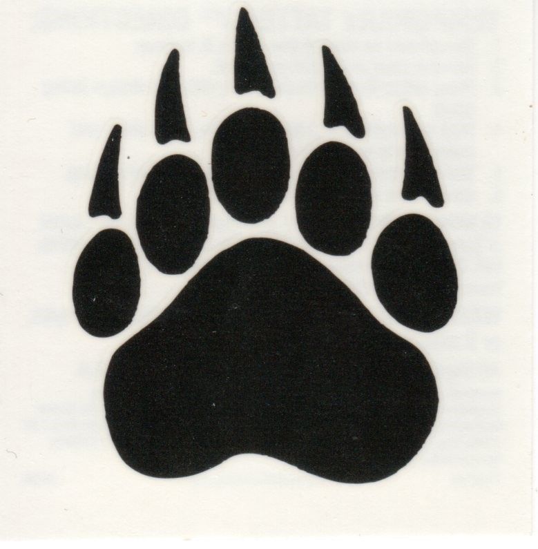 Paw Print Bear Cougar Lion Black Mascot Team Sports Temporary 