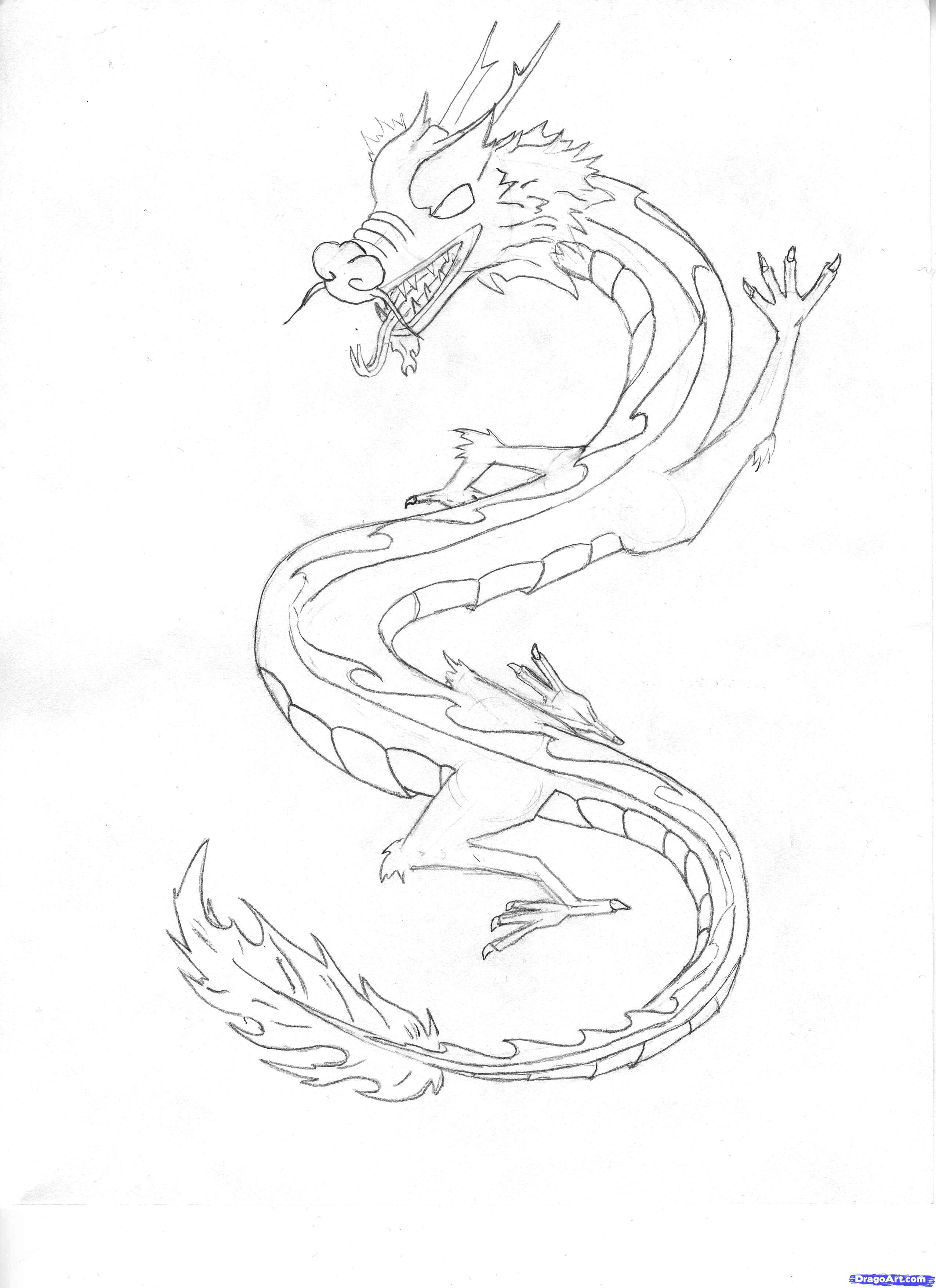 How to Draw a Chinese Sky Dragon, Step by Step, Dragons, Draw a 