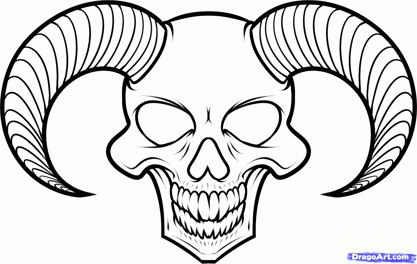 scary skull drawing easy - Clip Art Library