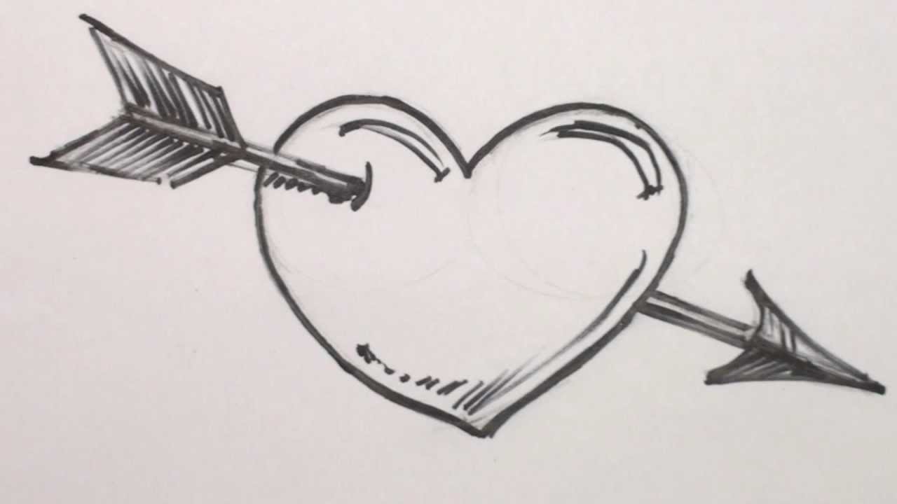 How to Draw a Heart with Arrow - Heart Drawing Lesson - MAT - YouTube
