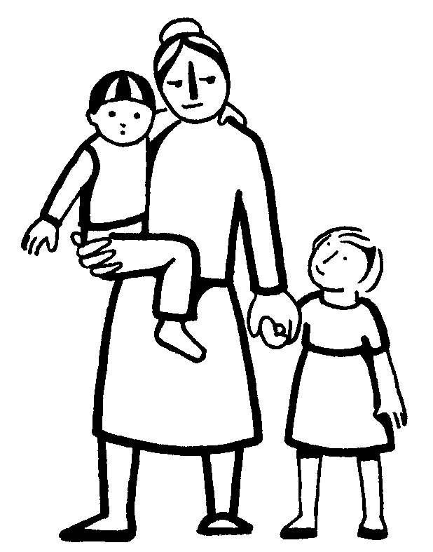 sketch of a family of 4 clipart
