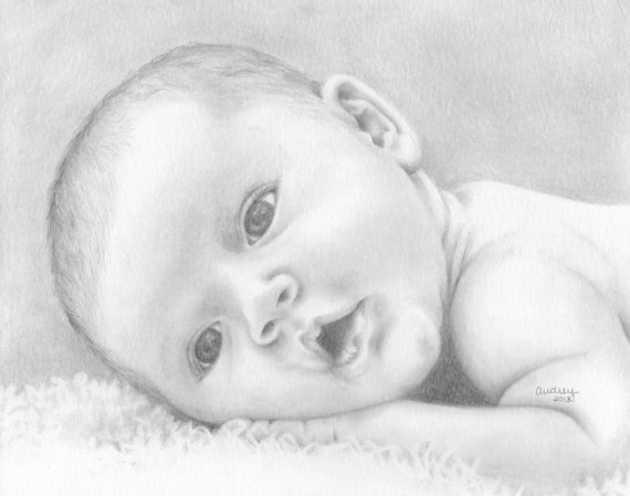 newborn baby drawings in pencil