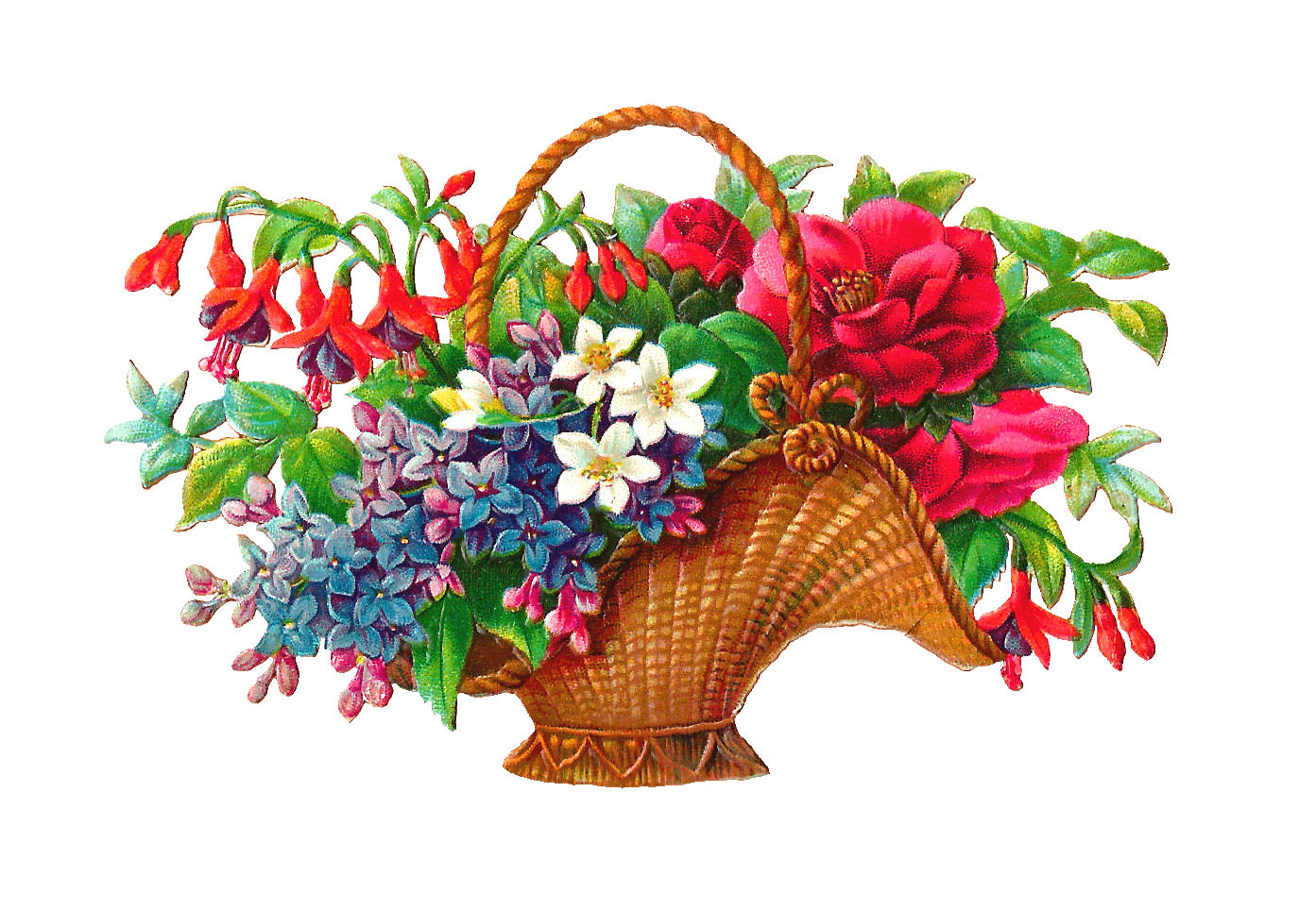Antique Images: Free Flower Basket Clip Art: 2 Wicket Baskets Full 