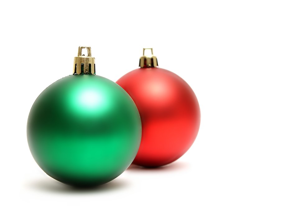 Free Stock Photos | Green and red Christmas ornaments isolated on 