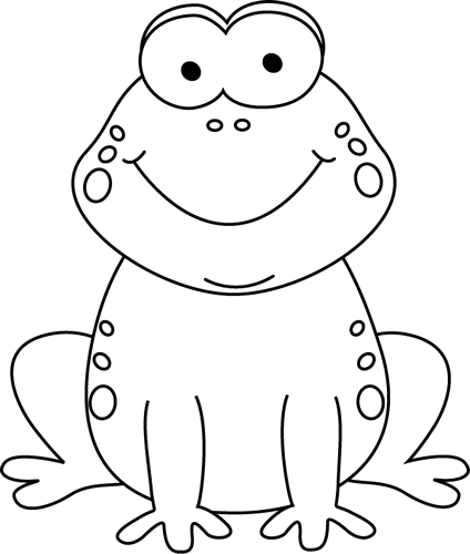 Black and White Cartoon Frog Clip Art - Black and White Cartoon 