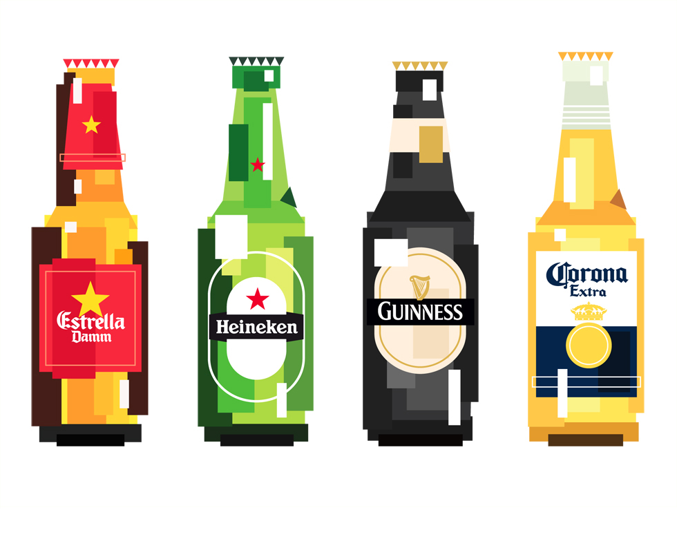 Brilliant Cubist illustrations of beer bottles | Design Robot