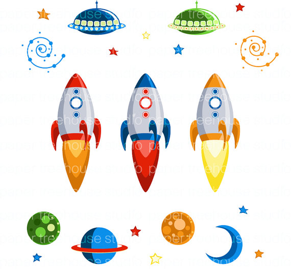 Clip Art Set Rocket Ships Outer Space by papertreehousestudio