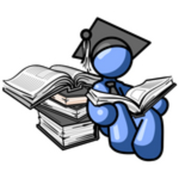 Clip Art Graphic Of A Blue Guy Character In A Graduation Cap 