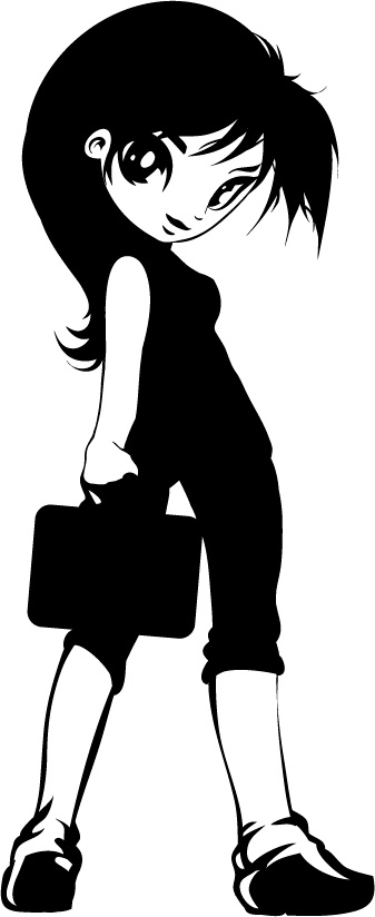 Black-and-white cartoon female white-collar Vector - Vector People 