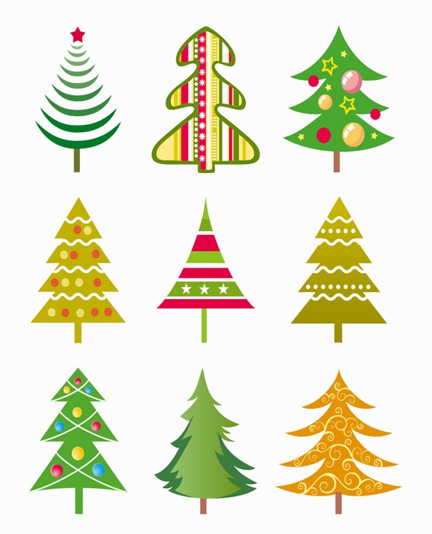 Christmas Tree Vector Illustration Set | Free Vector Graphics 