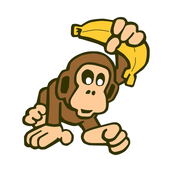 Cartoon Monkey Eating A Banana