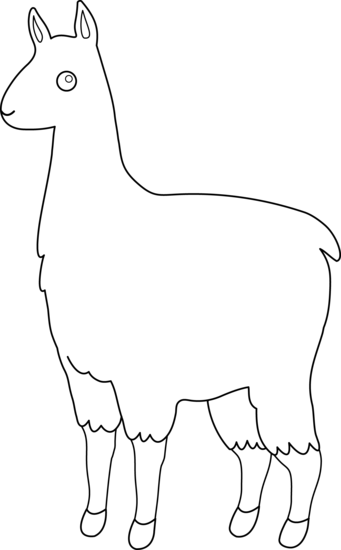 Cute Llama Line Art - Free Clip Art