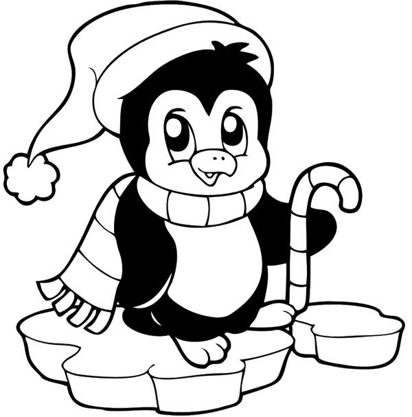 christmas baby penguin coloring pages