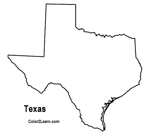 Texas State Coloring Pages Printable, Texas State outline Coloring 