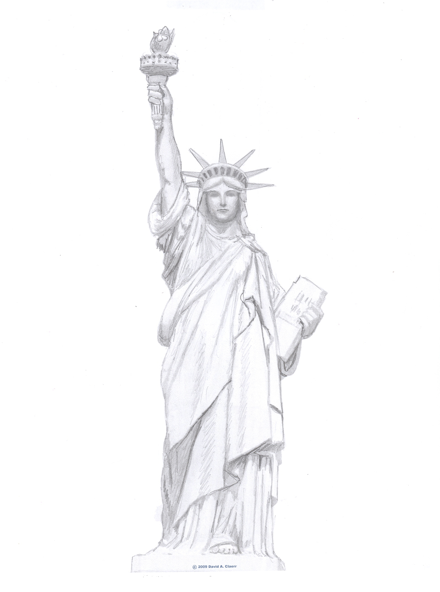 statue of liberty face drawing