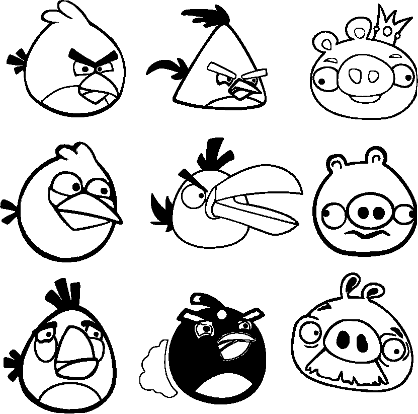 angry birds vector black and white