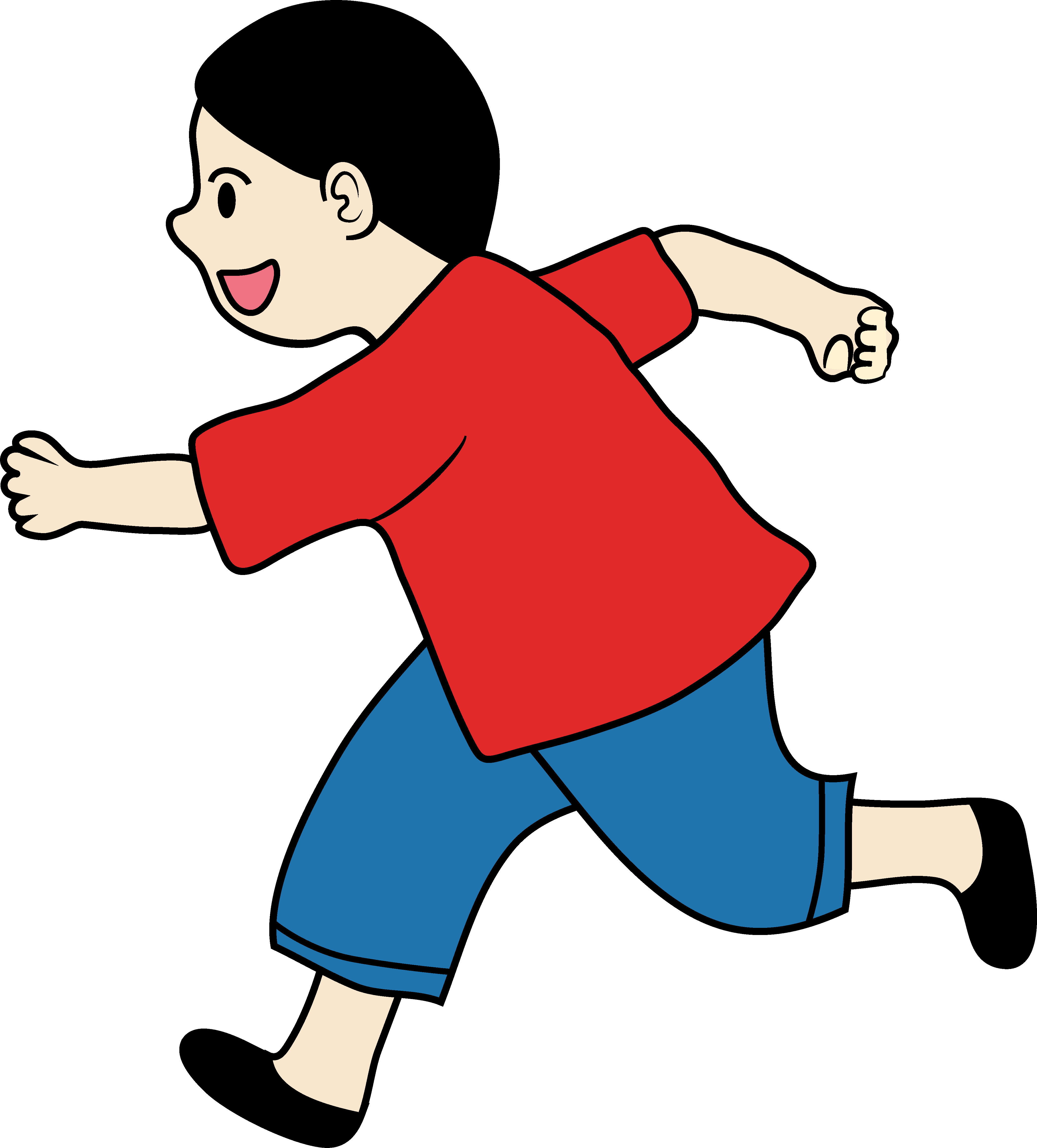 Clipart of a Little Boy Running - Free Clip Art