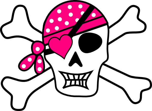 Pink Pirate Cross Bones clip art - vector clip art online, royalty 