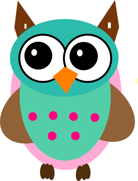 Aqua  Pink Owl clip art - vector clip art online, royalty free 