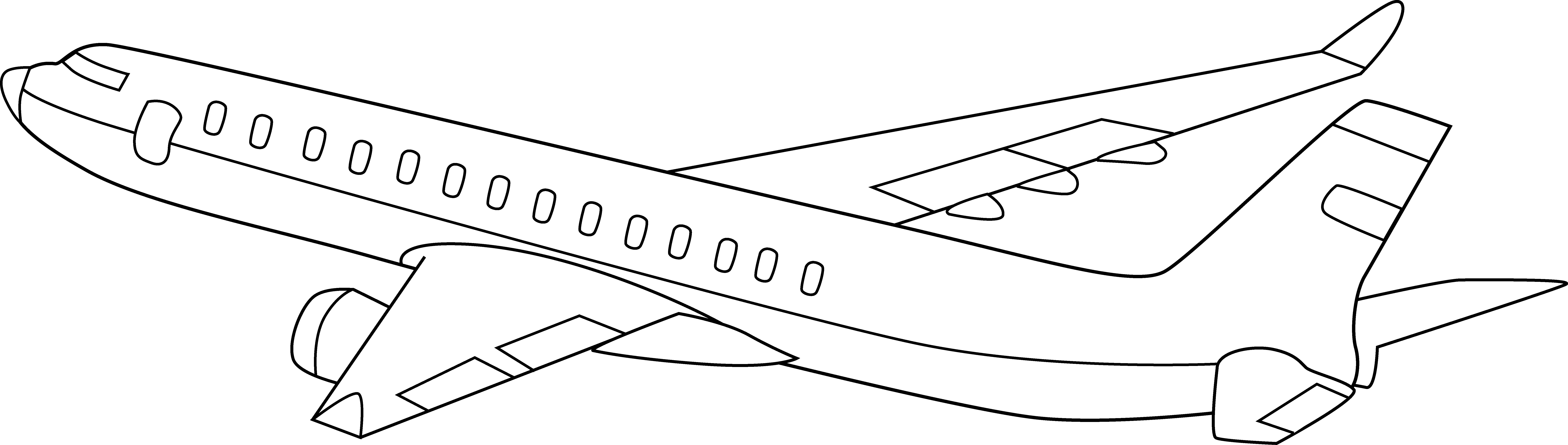 Commercial Airplane Line Art - Free Clip Art