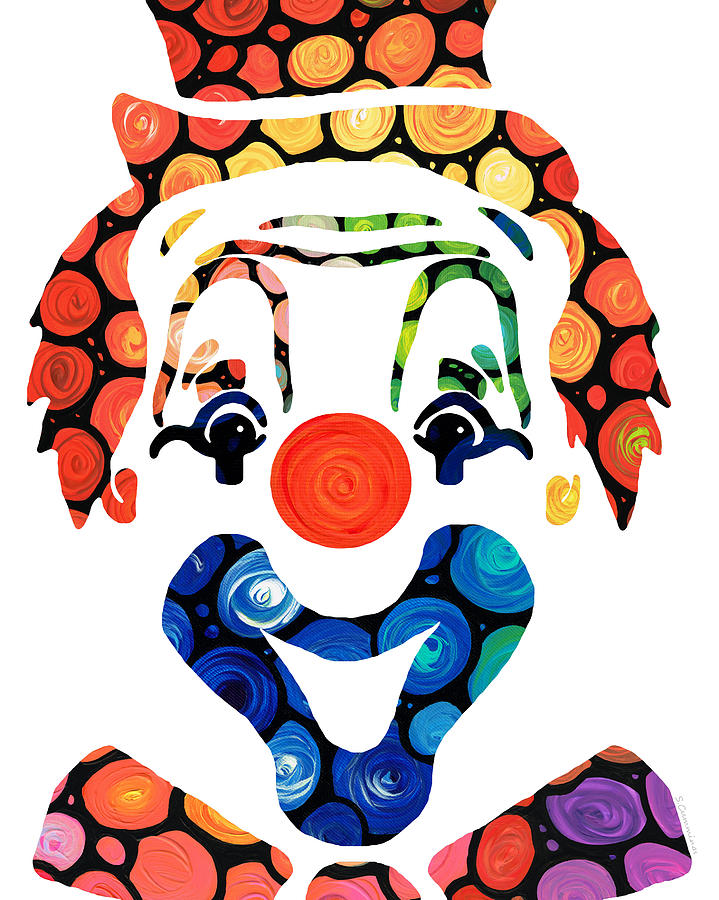 Clownin Around - Funny Circus Clown Art by Sharon Cummings 
