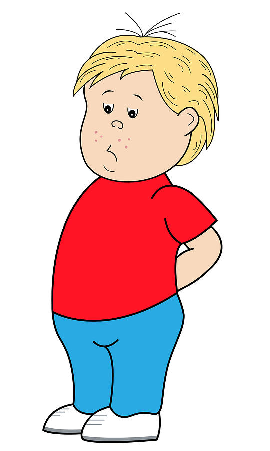 Sad Little Boy Cartoon Character by Toots Hallam - Sad Little Boy 