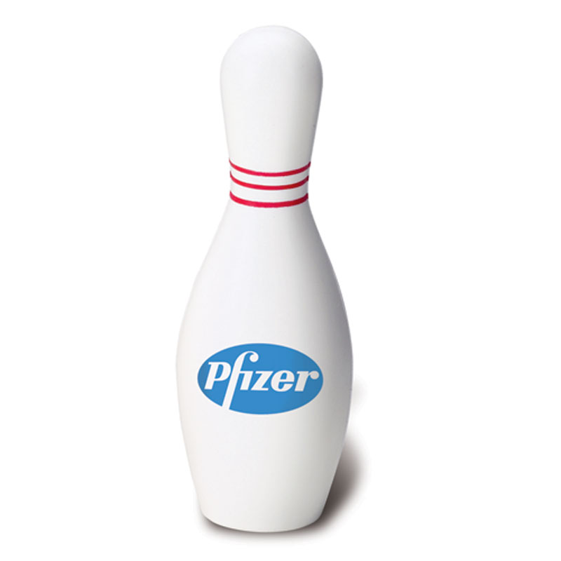 Custom Bowling Pin Squeeze Toy. Promotional Sports. Personalized 