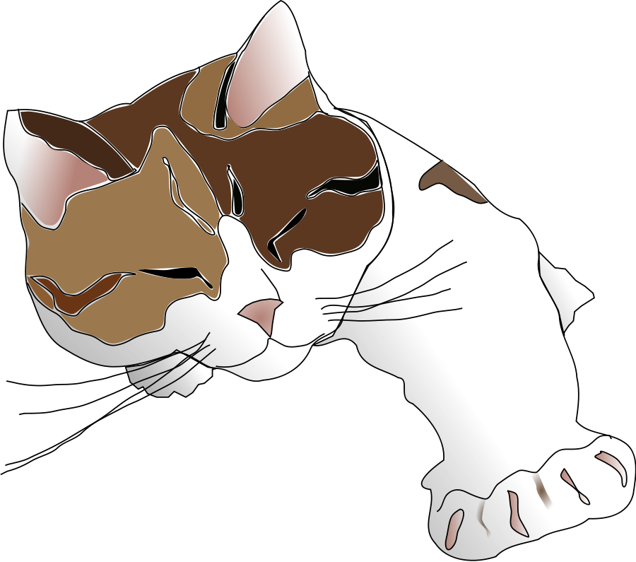 Sleepy Calico Cat Clipart, vector clip art online, royalty free 