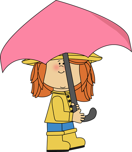 Girl Walking with Umbrella Clip Art - Girl Walking with Umbrella Image