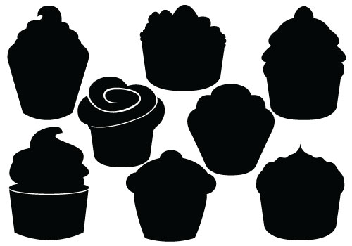 Delicious Cupcake Silhouette Vector For CelebrationSilhouette Clip Art