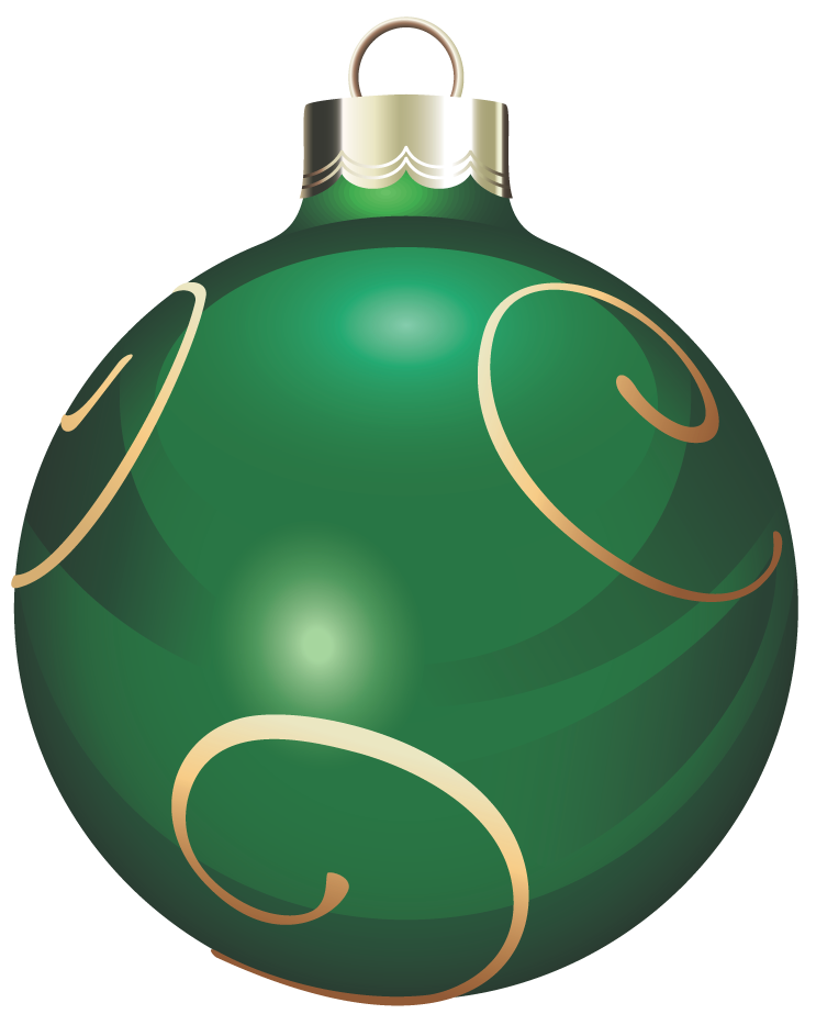 Transparent Green and Gold Christmas Ball PNG Clipart