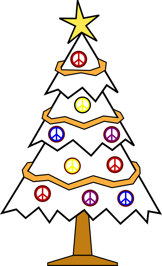 Xmas Christmas Tree 112 Black White Line Art Peace Symbol Sign 