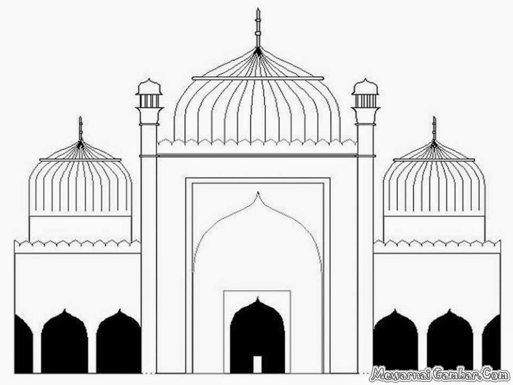 Masjid Animasi Free Download Clip Art Gambar Mewarnai Kartun Hitam