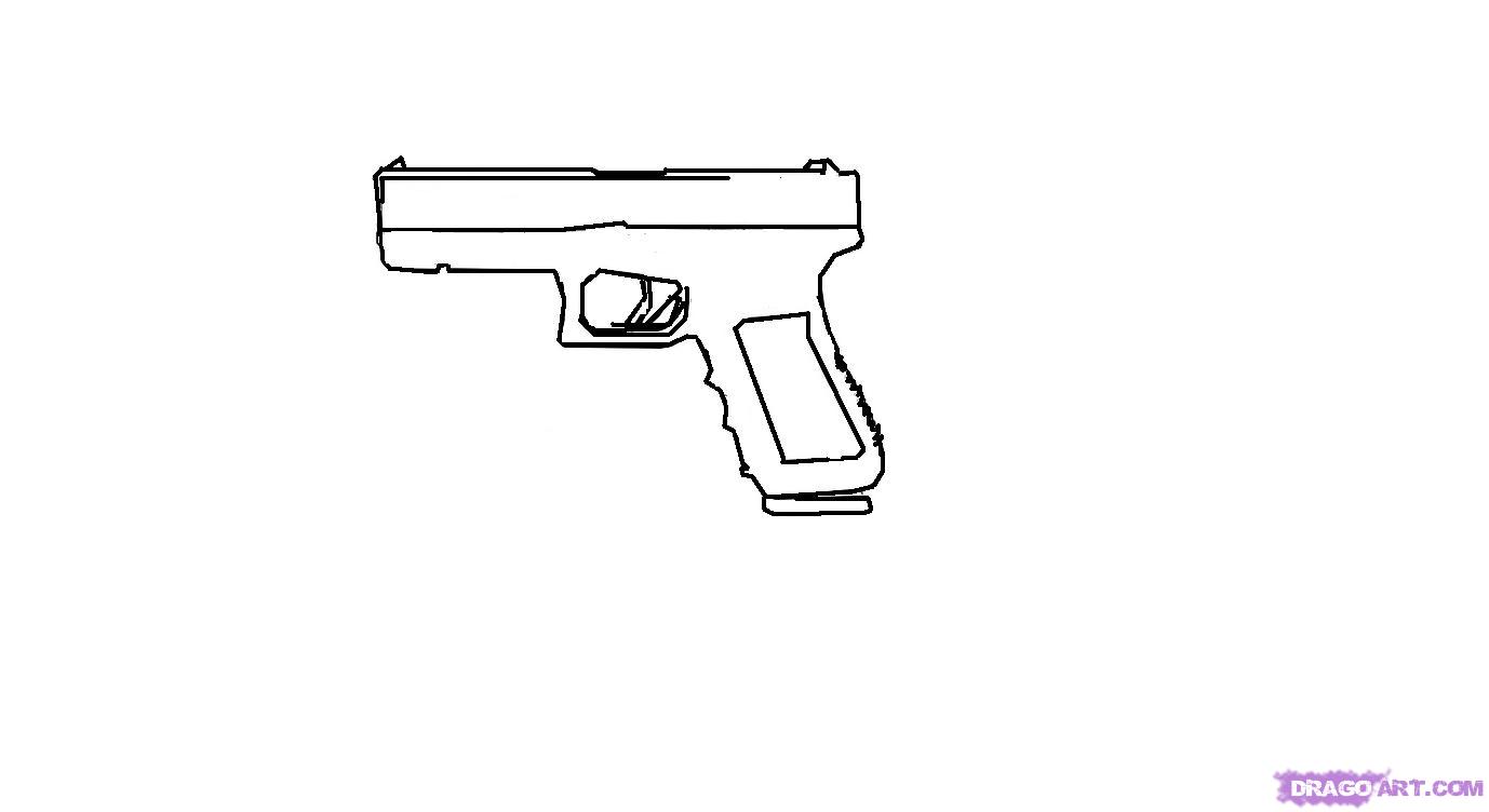How to Draw a Glock 10 Gun, Step by Step, guns, Weapons, FREE 