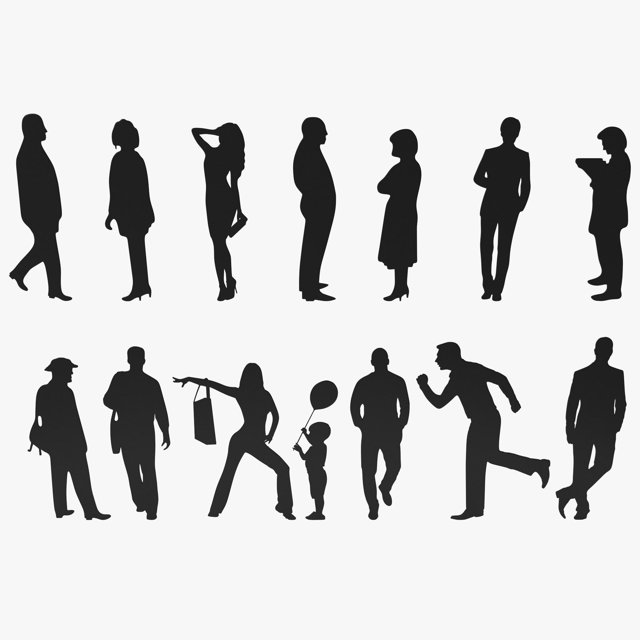 3d people silhouettes