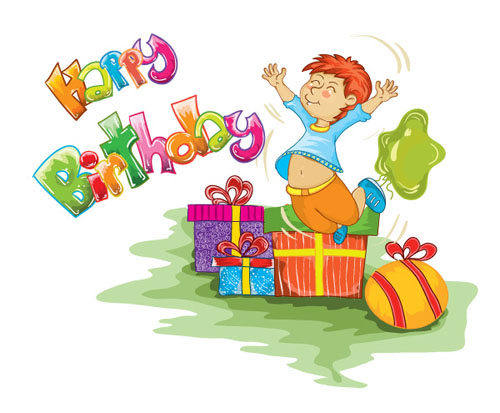 Birthday gift and kids vector Cartoons vector free download