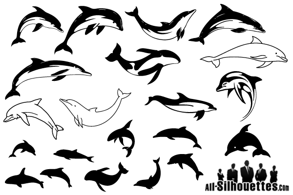 Swimming Dolphins Silhouettes Free Vector | 123Freevectors