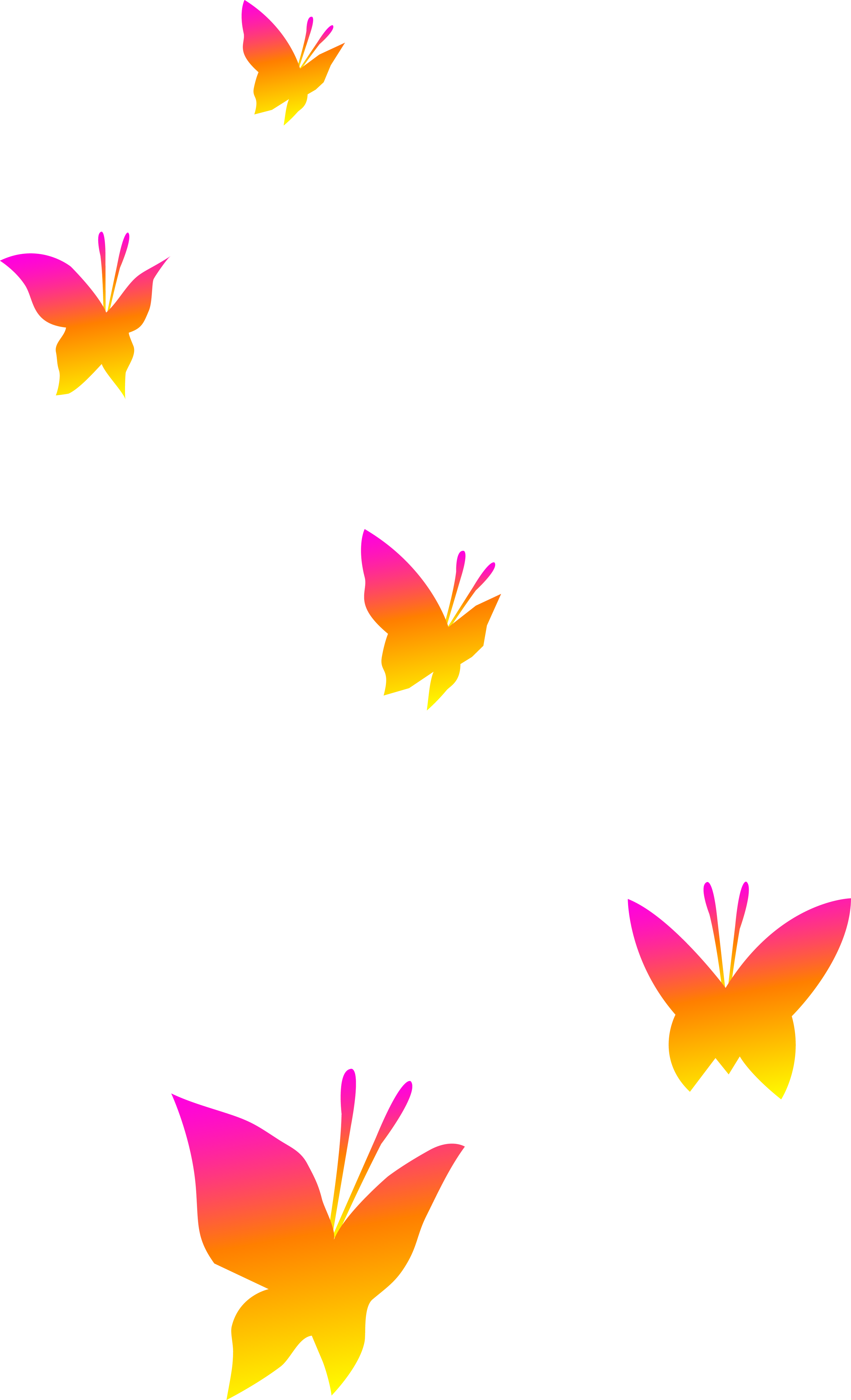 Pink Orange and Yellow Butterflies - Free Clip Art