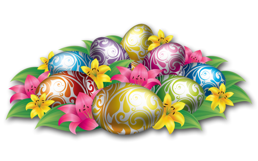 Large Easter Eggs With Flowers and Grass