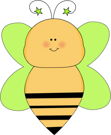 Bee with Green Star Antenna Clip Art - Bee with Green Star Antenna 