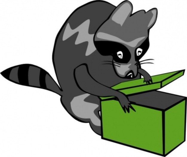 Raccoon Opening Box clip art Vector | Free Download