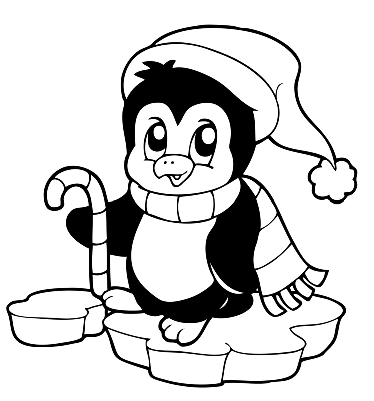 Cute Christmas Penguin Coloring Pages Images  Pictures - Becuo