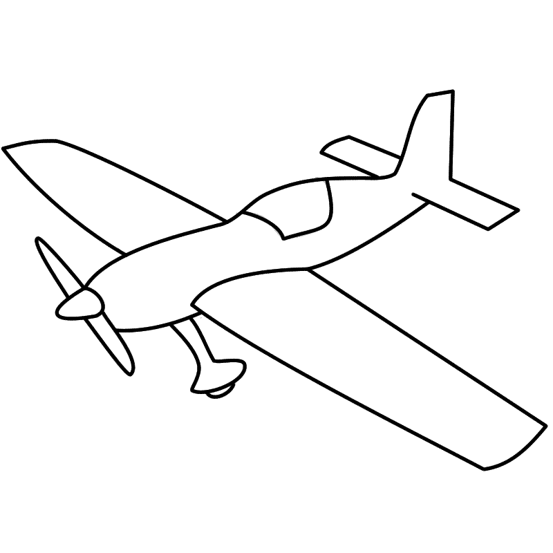Basic Airplane with Propeller - Coloring Page