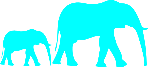 Mom And Baby Elephant Blue clip art - vector clip art online 