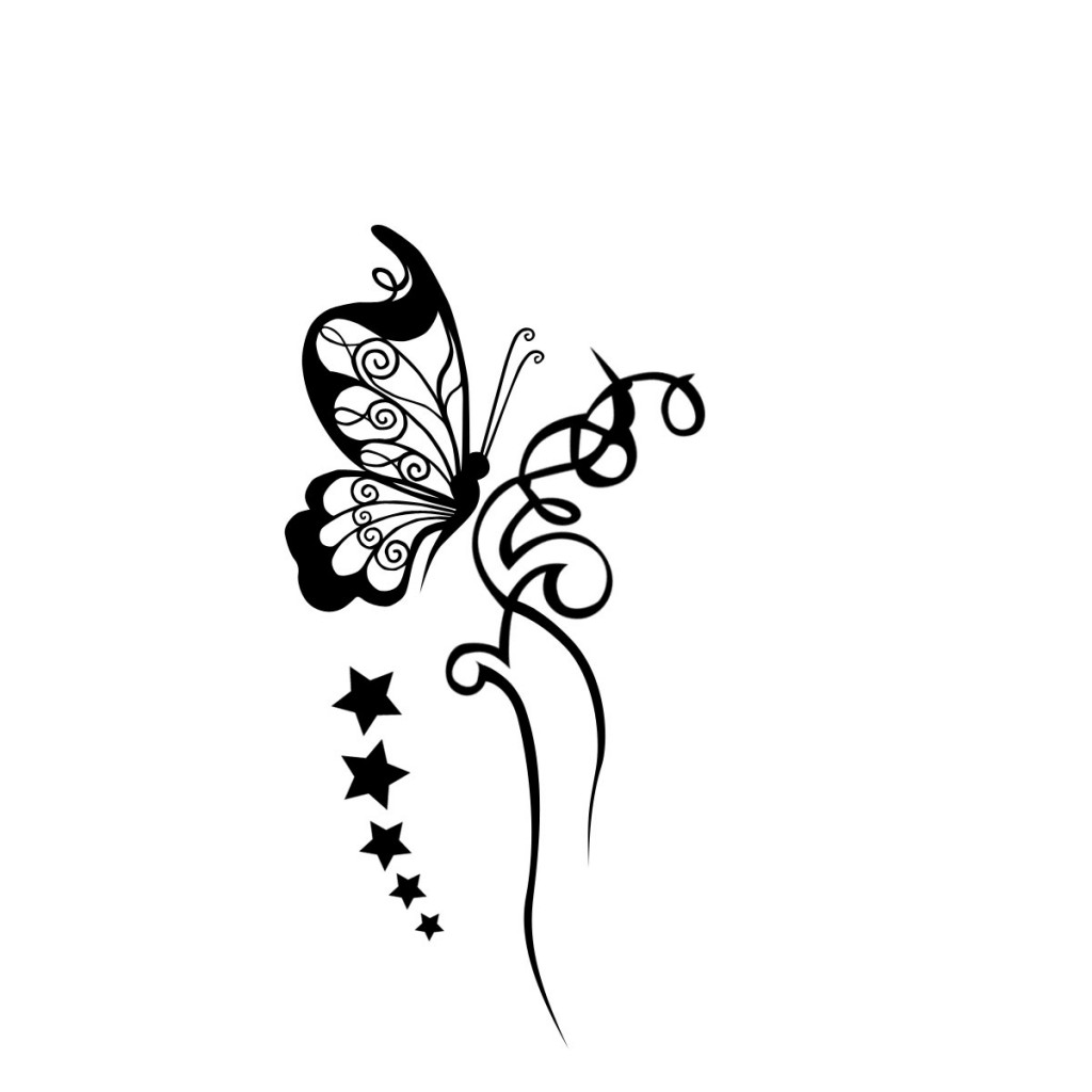 Black And White Butterfly Tattoos Designs |