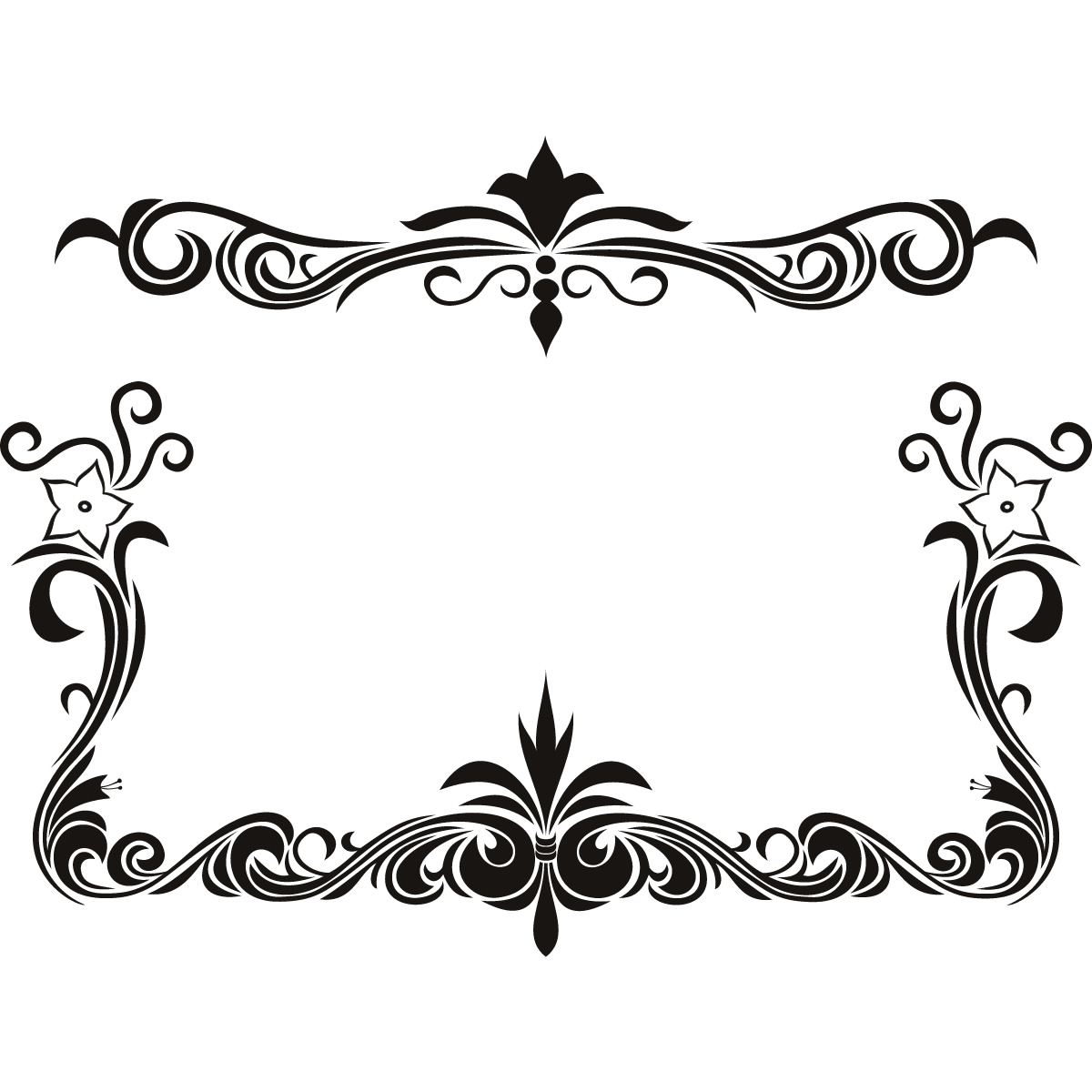 floral border design black - Clip Art Library